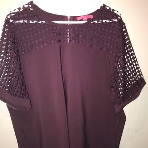 Maroon Diamond Cutout Top Square Blouse